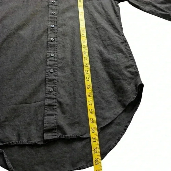 Onia Standard Long Sleeve Linen Blend Shirt Button Down Black Men's size Small - Picture 15 of 15